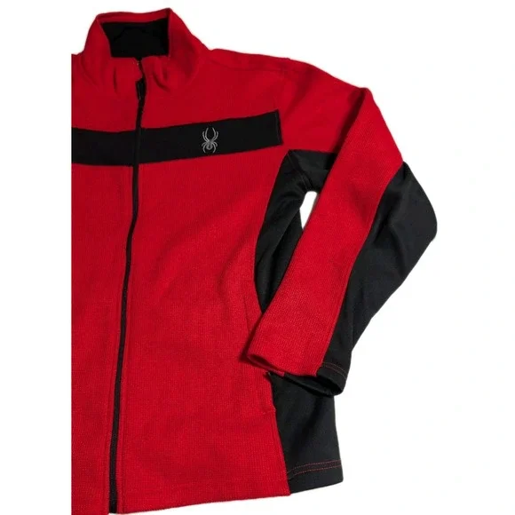Spyder Bandit Full Zip Fleece Jacket Red Black Men's Large Athletic - Picture 2 of 7